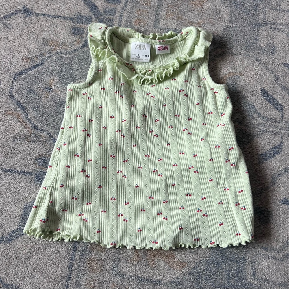 Zara cherry print pointille tank size 4
